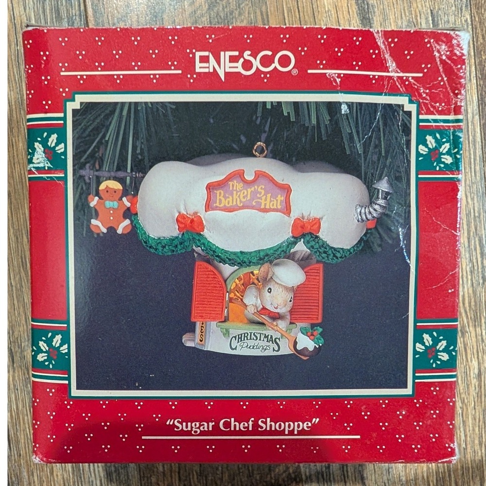 Vintage 1993 Enesco Treasury Christmas Ornament Sugar Chef Shoppe Mouse 595055